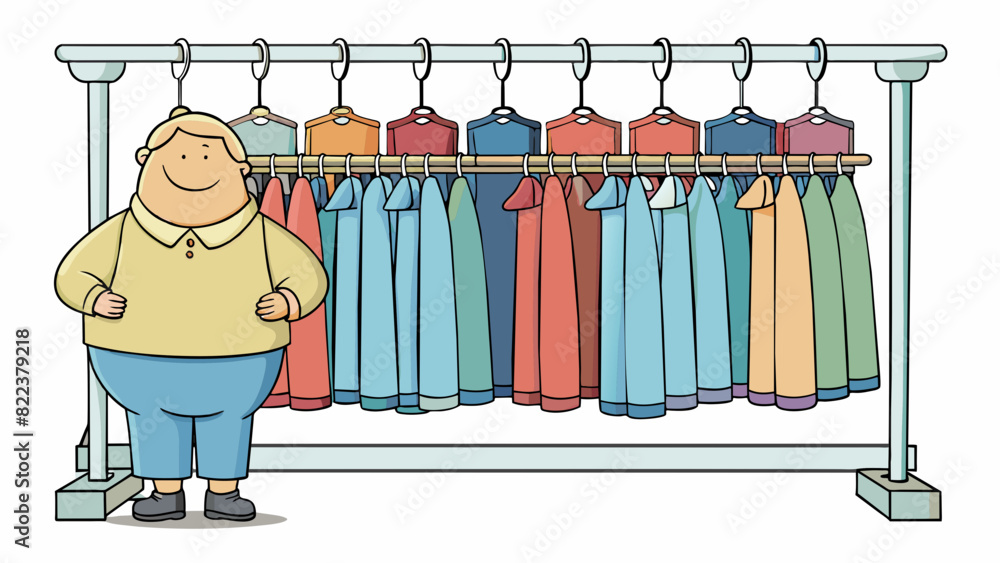 Poster the range of sizes in a clothing store sliding hangers across the racks you can see the vast range o