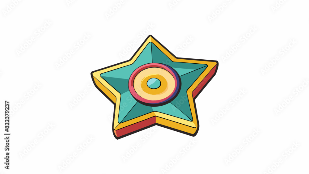 Poster The record had a unique shape resembling a star with five points. Its surface was divided into sections each with a different brightly colored band.. Cartoon Vector