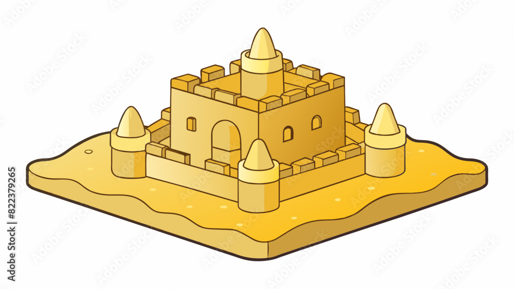 Poster The second layer of the sand castle was made up of wet compacted sand ready to be molded into a sy base for the following layers.. Cartoon Vector