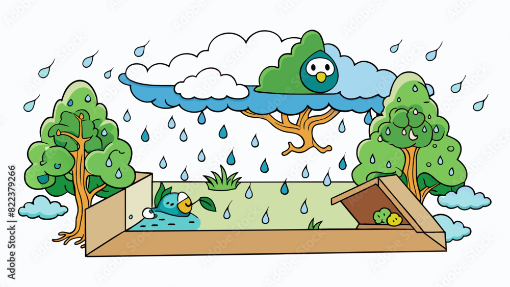 Aufkleber the rain was unpredictable coming and going in sudden bursts. the birds took shelter in the sheltere