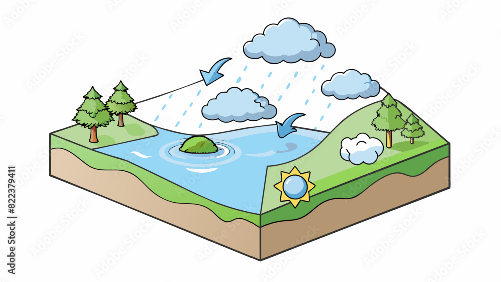 Poster the water cycle in the water cycle water evaporates from bodies of water rises into the atmosphere a