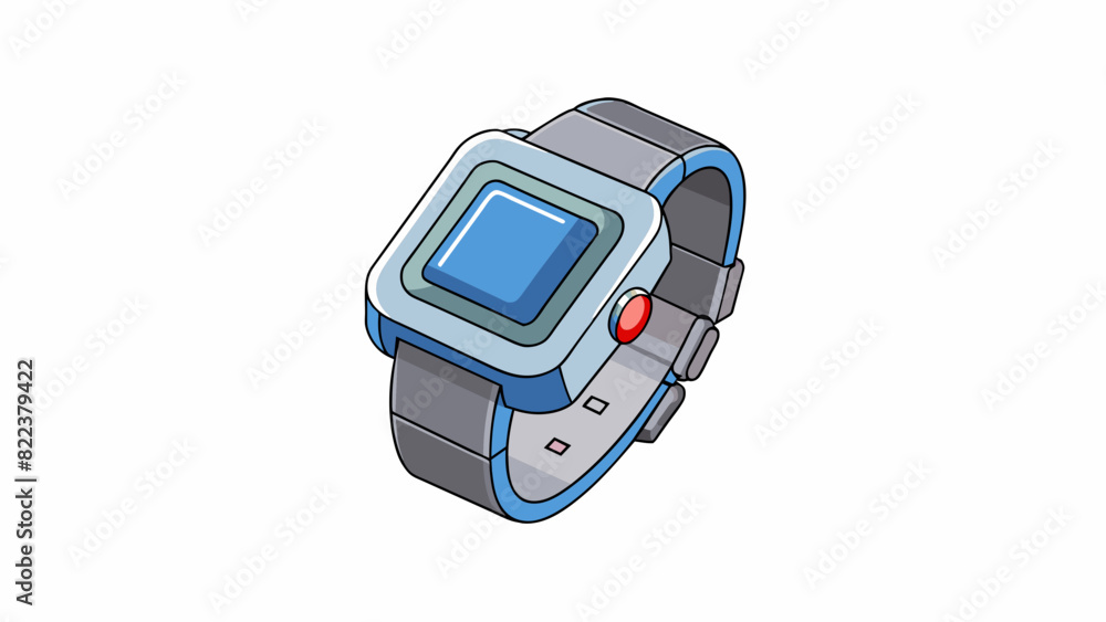 Fototapete The watch had a silver metal band with a face that displayed the time in sleek digital numbers and a small button on the side to adjust the settings.. Cartoon Vector