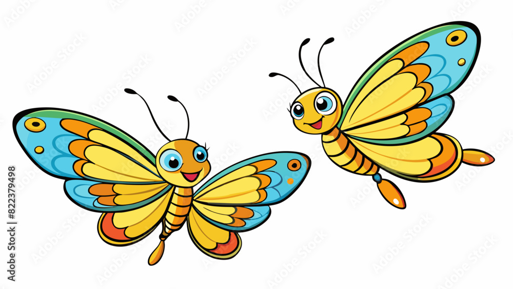 Poster two newly hatched butterflies fluttering their delicate wings for the first time eagerly exploring t
