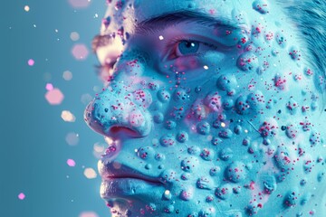 3D Illustration Showing Effects of Stress Relief on Skin Health, Glowing Skin, and Acne Reduction for Wellness Clinic Display