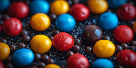 Obraz premium Various colorful candies arranged in a close-up shot