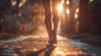 Morning Fitness Jog through Sunny Park Pathway - Healthy Lifestyle Concept for Digital Marketing, Advertisements, and Wellness Campaigns