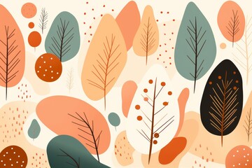 Watercolor. Botanical collection. Set of wild and garden abstract plants . Leaves, flowers, branches and other natural elements.	
