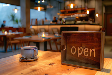 Cozy café featuring a retro open sign