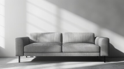 Solitude Oasis: Grey Couch Basks in Sunlight by Window