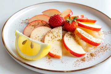Colorful Applesauce and Strawberry Delight on White Plate
