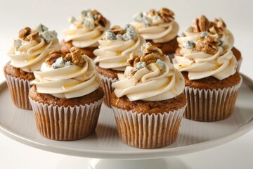Aromatic Apple-Spice Cupcakes with Blue Cheese Drizzle