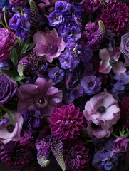 vibrant purple color flowers bouquet, ai