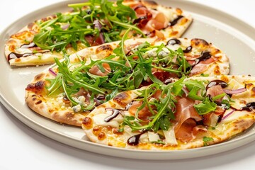 Exquisite Arugula-Prosciutto Flatbread Pizzas with Balsamic Vinegar Drizzle