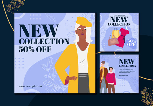 Blue and Pink New Collection Sale Social Media Posts Modern Fashion Design