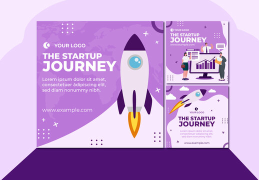 Purple Startup Business Growth Social Media Template