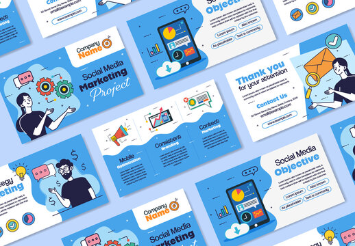 Blue Social Media Marketing Strategy Presentation Template
