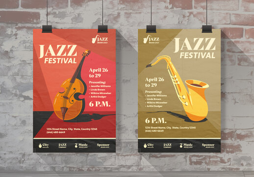 Red and Gold Jazz Instruments Poster