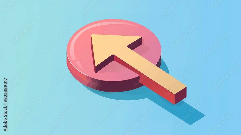 Poster glossy up arrow button on a vibrant gradient background symbolizing growth and progress