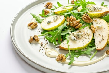 Vibrant Arugula and Pear Salad with Gorgonzola and Toasted Walnuts