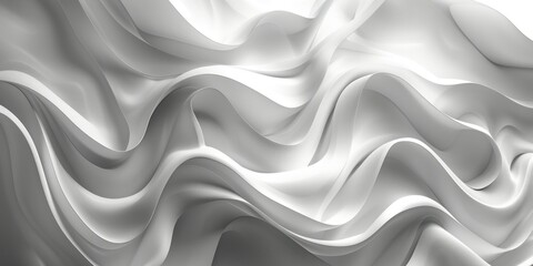 Fototapeta premium Minimalist white background featuring fluid wavy lines creating an abstract and dynamic composition