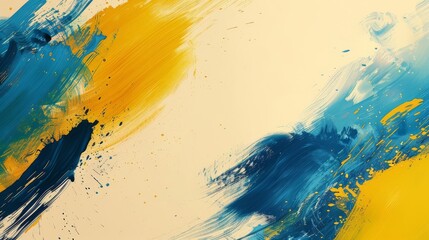 Burst of Energy. Bold Yellow and Blue Strokes in a Dynamic Abstract Expression.