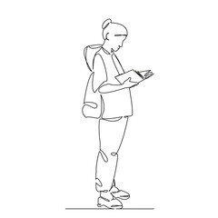 girl student in the library with a book