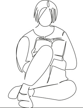 recommend clip art: girl student reading a book