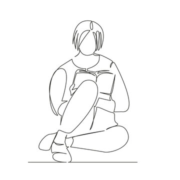 recommend clip art: girl student reading a book