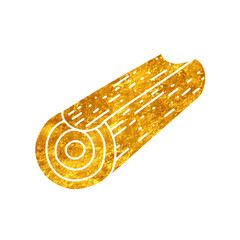 Cabin wood log drawing in gold color style