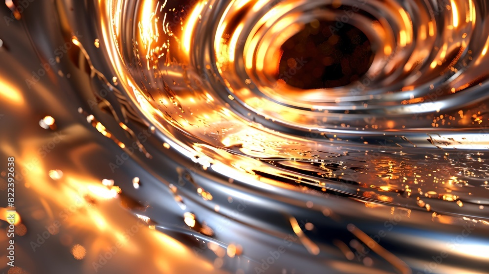 Poster abstract golden vortex with metallic reflections. futuristic and shiny spiral pattern. ideal for bac