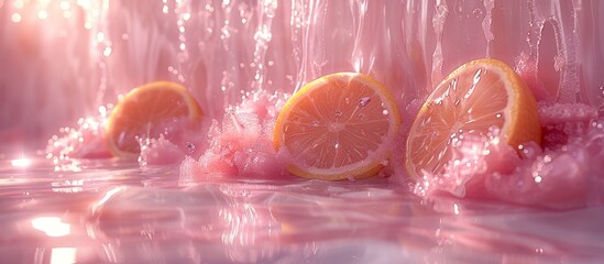 Fototapeta premium Vibrant Citrus Symphony: Refreshing 4K Wallpaper with Zesty Lemons and Water