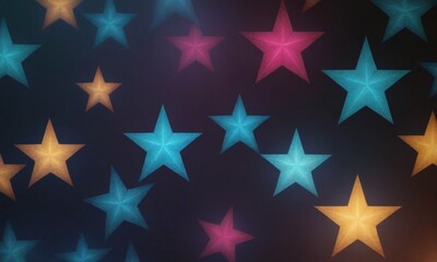 Obraz premium Paper styled Stars: Bright stars of different colors on a dark background
