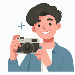 vector ilustration young man with camera