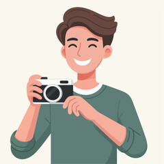 vector ilustration young man with camera