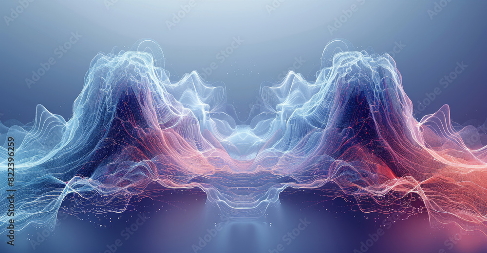 Poster design a vector artwork showcasing the movement and energy of sound waves in a wave. generative ai.