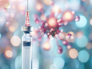 Close-up professional photo capturing a social media campaign for flu vaccinations. Blurred background with copy space, perfect for healthcare promotion and public health awareness.