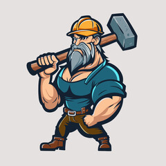 workman with big hammer stock vector