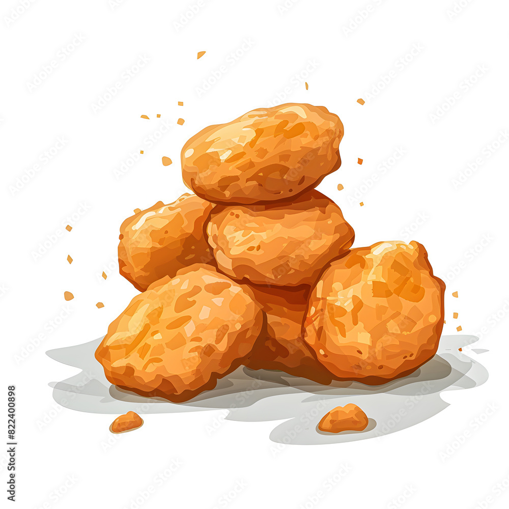 Wall mural Vector illustration of a chicken nuggets on a white background. Suitable for crafting and digital design projects.[A-0001] - Wall murals