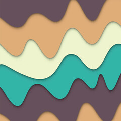 Colorful wave with shadow in paper style background.