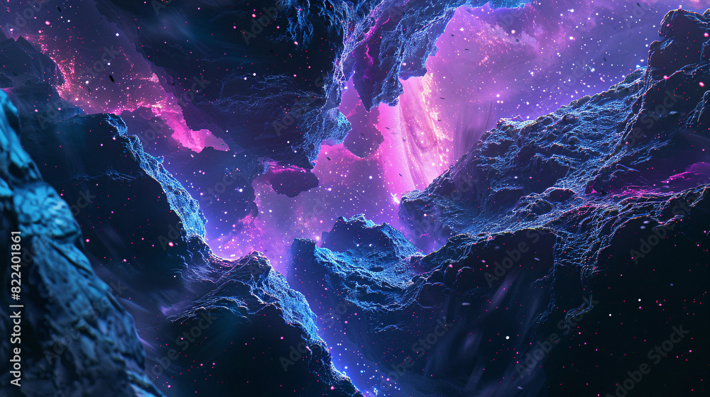 Poster multi-colored background with dimensional, complex,and fantasy elements creates visually captivating