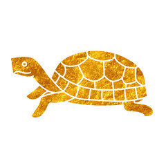 Tortoise Animal reptile pet drawing in gold color style