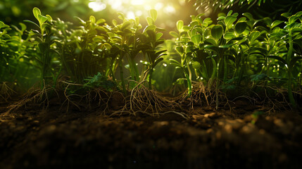 Plants with roots on the ground
