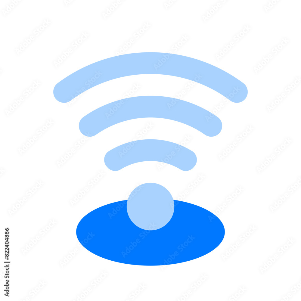 Sticker wifi point blue flat