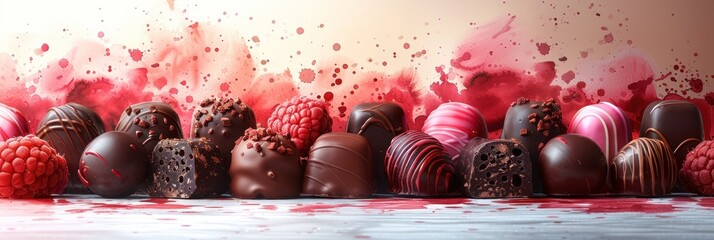 Assorted chocolate truffles with fruit accents