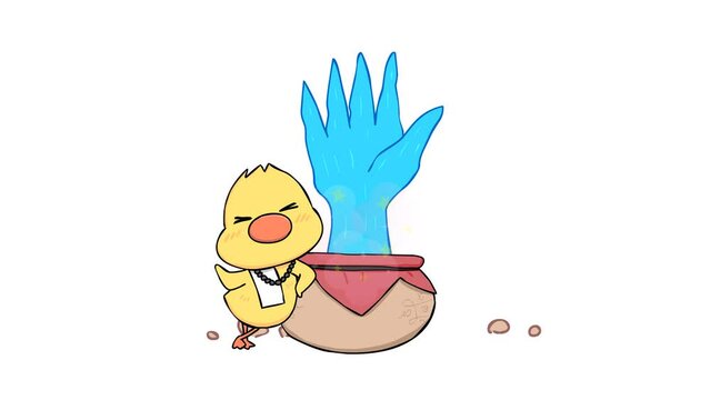 Spooky Animated Ghost Waving Goodbye on White Background