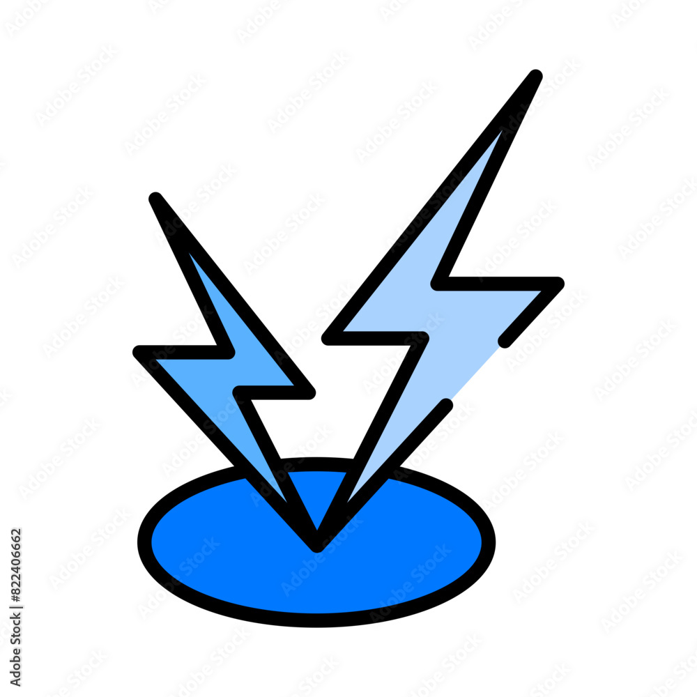 Sticker electricity point blue filled