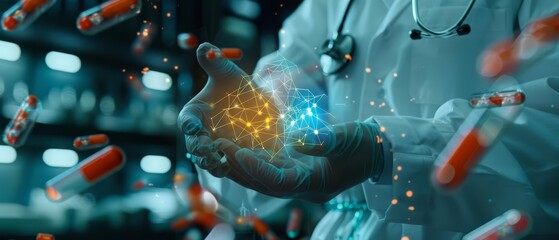 Closeup half body of a pharmacologist