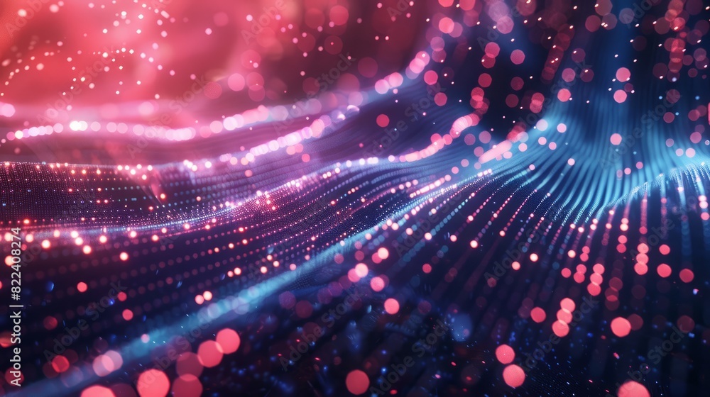 Poster abstract digital dot line particle data background connecting technology concept.