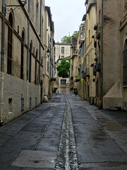 Montpellier May 2024: Visit the magnificent city of Montpellier in Occitanie. Street photos - View of the narrow streets