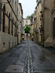 Montpellier May 2024: Visit the magnificent city of Montpellier in Occitanie. Street photos - View of the narrow streets